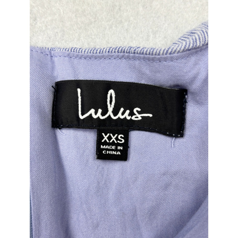 Lulus Blue Striped Cold Shoulder Ruffle Midi Dress JD7498 XXS Periwinkle White‎ - Picture 8 of 10